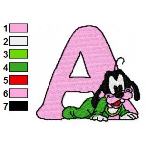 A Goofy Disney Baby Alphabet Embroidery Design